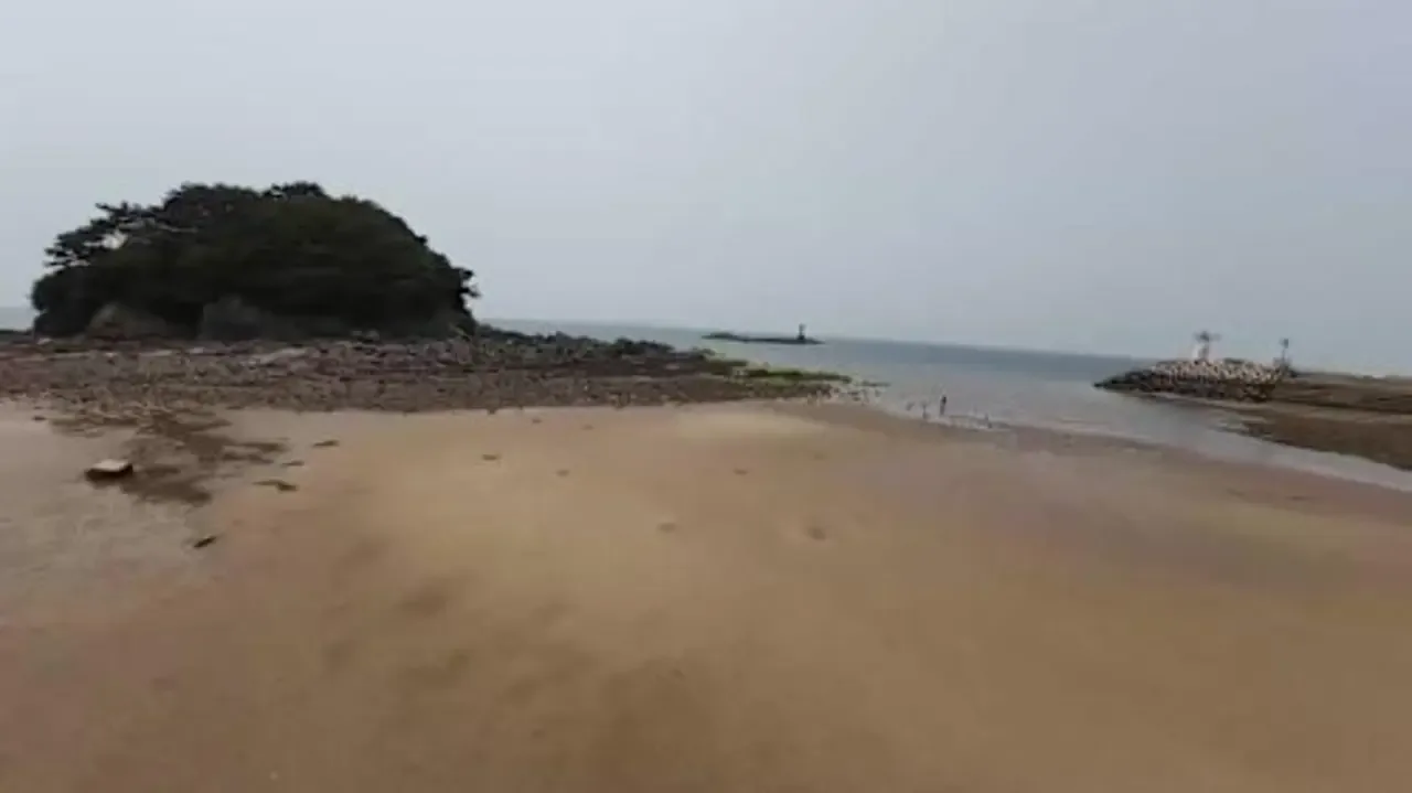 韩国无人机飞行：游览大川海水浴场.Korean Drone Flying Tour Daechon Beach_0